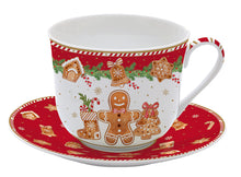 Načítať obrázok do zobrazovača galérie, Porcelánová šálka s podšálkou FANCY GINGERBREAD - 400 ml