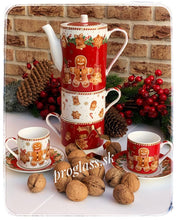 Načítať obrázok do zobrazovača galérie, Porcelánový set - čajník s dvomi šálkami - FANCY GINGERBREAD - 500 ml + 2 x 240 ml
