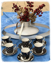 Načítať obrázok do zobrazovača galérie, Porcelánový set šálok s podšálkou ART DECO & FLOWERS - 100 ml - 6 kusov