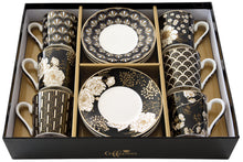 Načítať obrázok do zobrazovača galérie, Porcelánový set šálok s podšálkou ART DECO & FLOWERS - 100 ml - 6 kusov