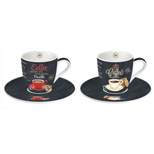 Načítať obrázok do zobrazovača galérie, Porcelánový set šálok na espresso s podšálkou IT&#39;S COFFEE TIME - 90 ml - 2 kusy

