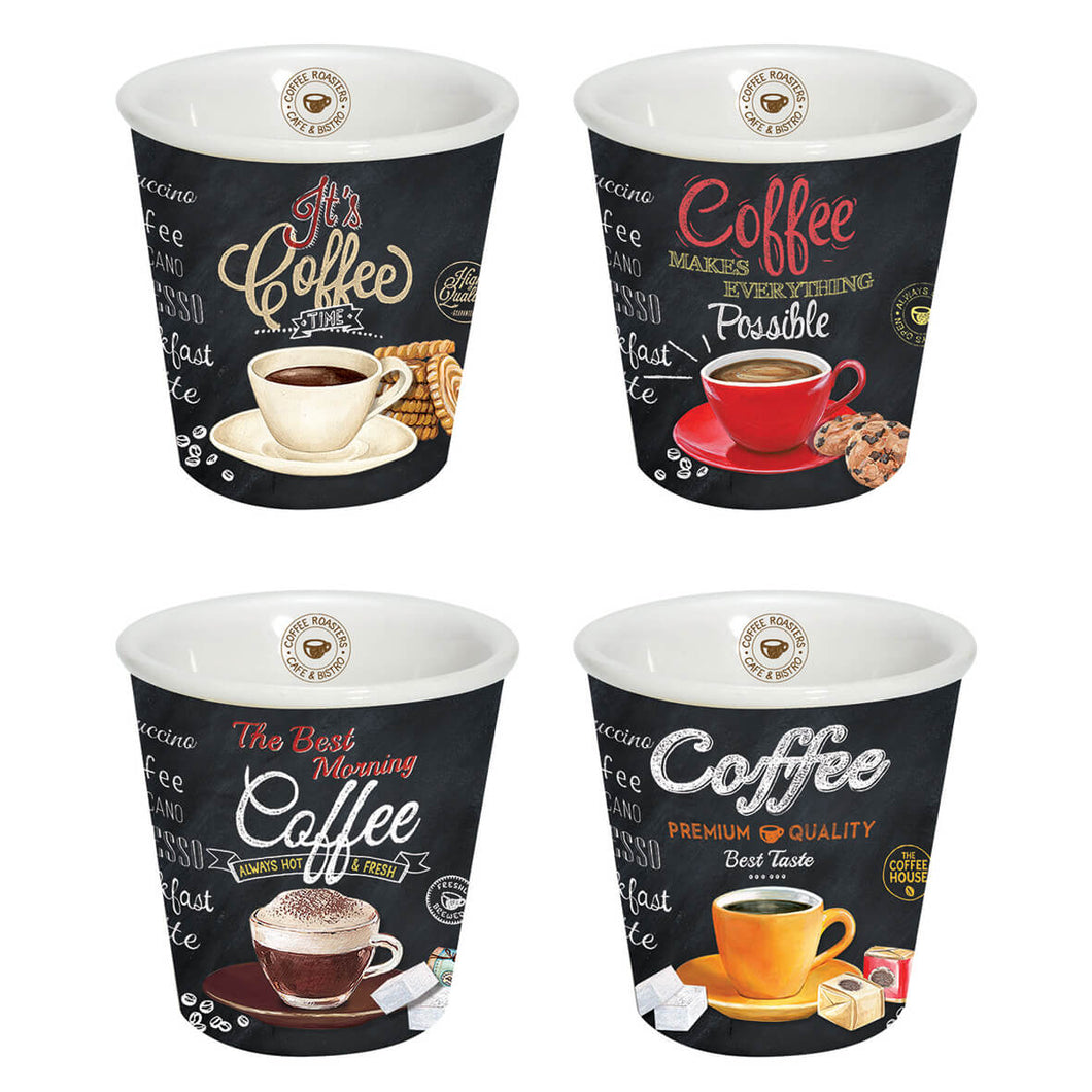 Porcelánový set šálok piccolo IT'S COFFEE TIME - 80 ml - 4 kusy