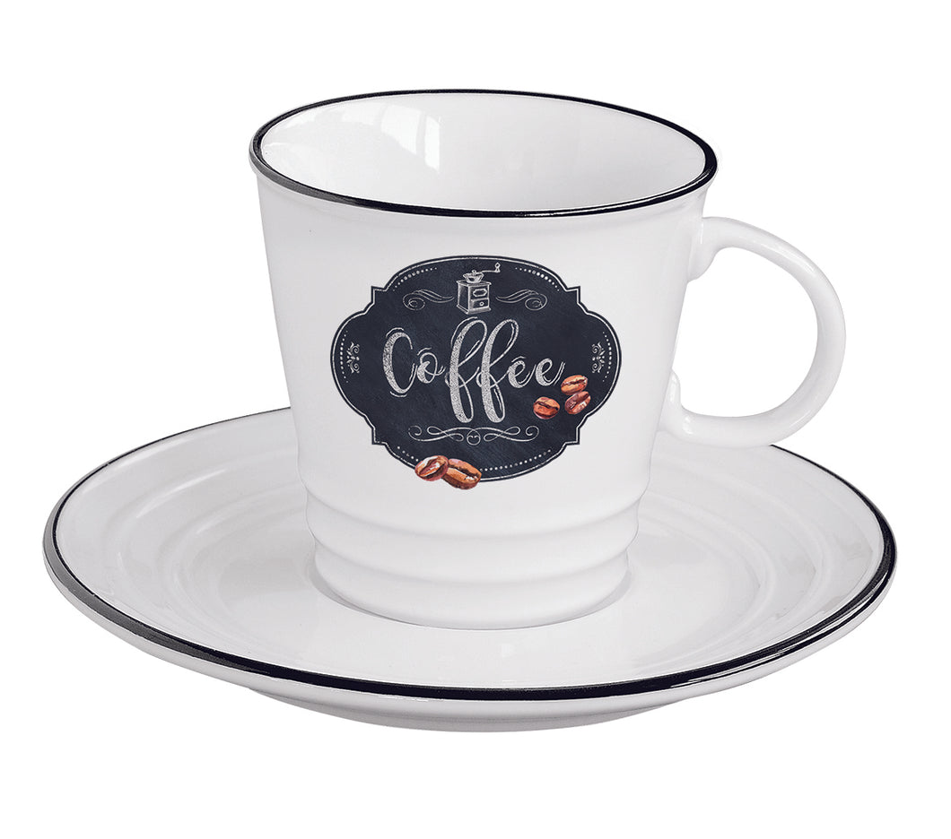 Porcelánová šálka s podšálkou KITCHEN BASICS - 300 ml