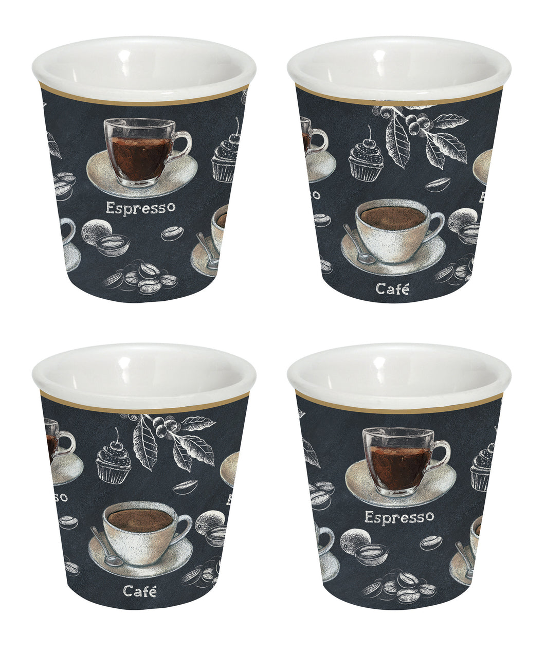 Porcelánový set šálok piccolo BARISTA - 100 ml - 4 kusy